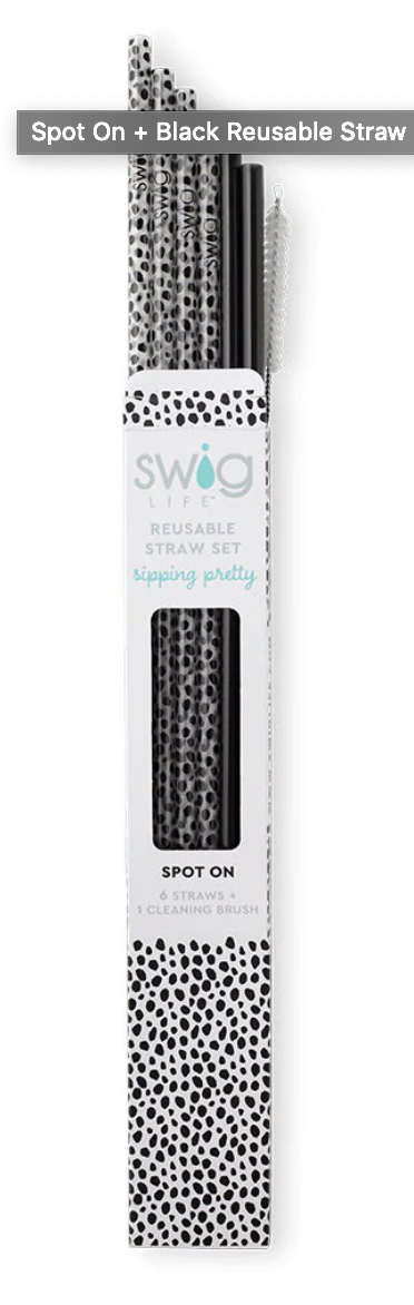 Swig Reusable Straw Set | Spot On + Black