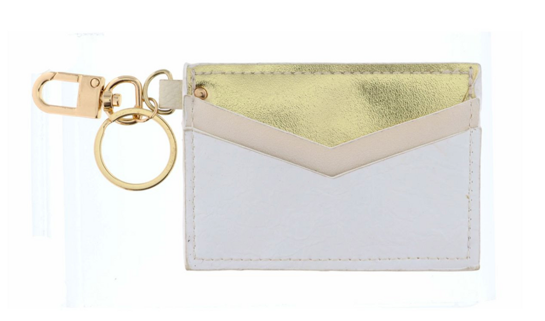 Cream, Gold, & White Keychain Wallet