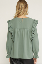 Load image into Gallery viewer, Annie Ruffle Long Sleeve | Sage