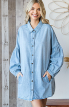 Load image into Gallery viewer, Cassidy Chambray Puff Sleeve Dress