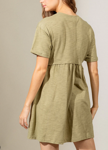 Kate Scoop Neck T-Shirt Dress | Olive