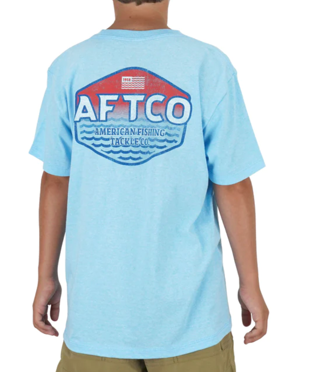 AFTCO Youth Sunset T-Shirt  Neon Sky Blue Heather – Burlap & Lace