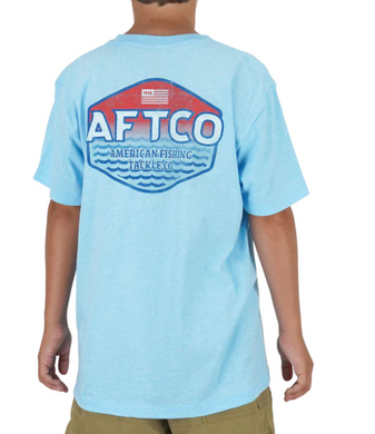 AFTCO Youth Sunset T-Shirt | Neon Sky Blue Heather