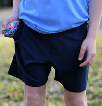 Load image into Gallery viewer, Burlebo Youth Deep Water Navy Performance Shorts | Parrot Pocket