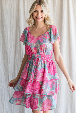 Renee Floral Ruffle Dress | Pink