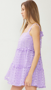 Findley Grid Tiered Dress | Lavender