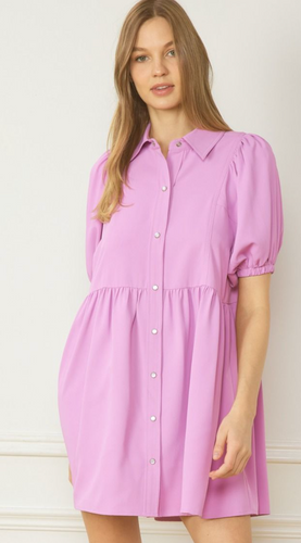 Avery Button Up Dress | Pink