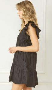 Remi Ruffle Sleeve Dress | Black