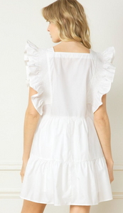 Remi Ruffle Sleeve Dress | White