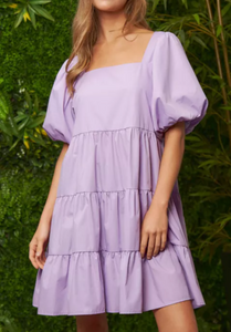 Curvy Stephanie Square Neck Dress | Lavender
