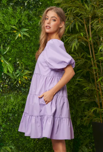 Stephanie Square Neck Dress | Lavender