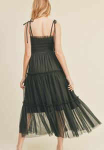 Carrie Tulle Midi Dress | Black