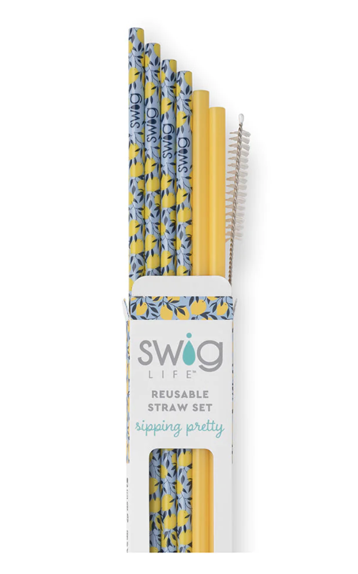 Swig Reusable Straw Set 7pc Limoncello + Yellow