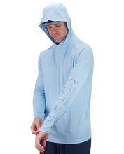 Load image into Gallery viewer, AFTCO Samurai Sun Protection Hoodie Shirt | Airy Blue Heather