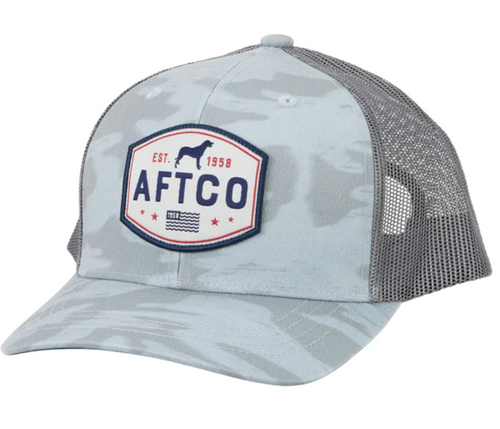 AFTCO Best Friend Trucker Hat | Light Gray Blur Camo