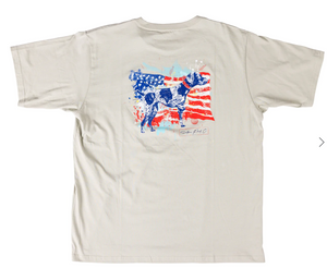 Southern Point American Flag Watercolor T-Shirt | Grey