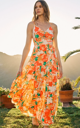 Camille Floral Maxi Dress | Peach